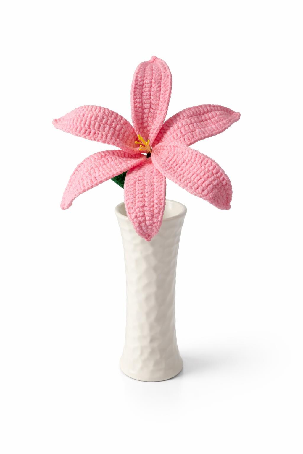 Crochet Lily Flower stick | Handmade Knitted Lily | Forever Flower Gift | Mother’s Day Gift | Valentine Gift | Home Decor | Knook & Knots