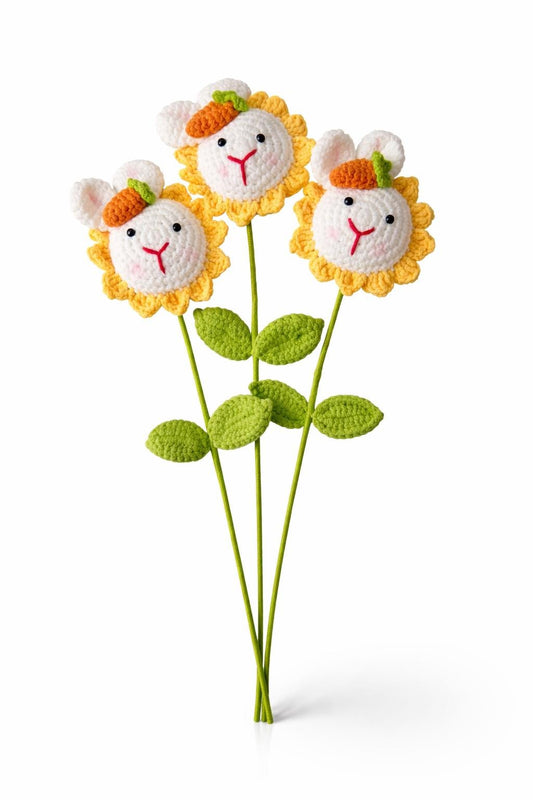 Crochet Lamb Flower | Amigurumi Sheep Stem Decor | Easter Baby Shower Gift