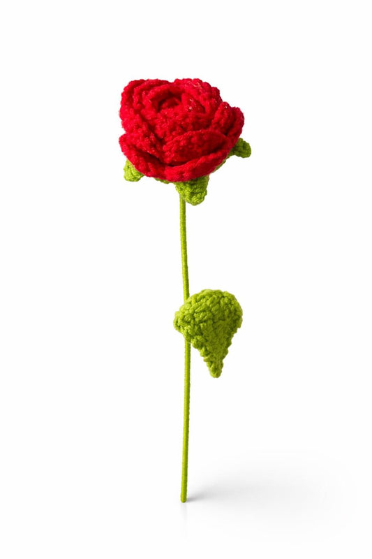 Handmade Crochet Red Rose Stem | Forever Flower Gift, Valentine's Day, Anniversary