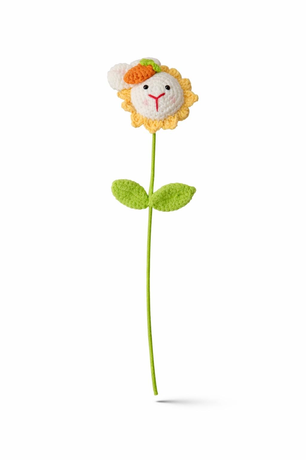 Crochet Lamb Flower | Amigurumi Sheep Stem Decor | Easter Baby Shower Gift