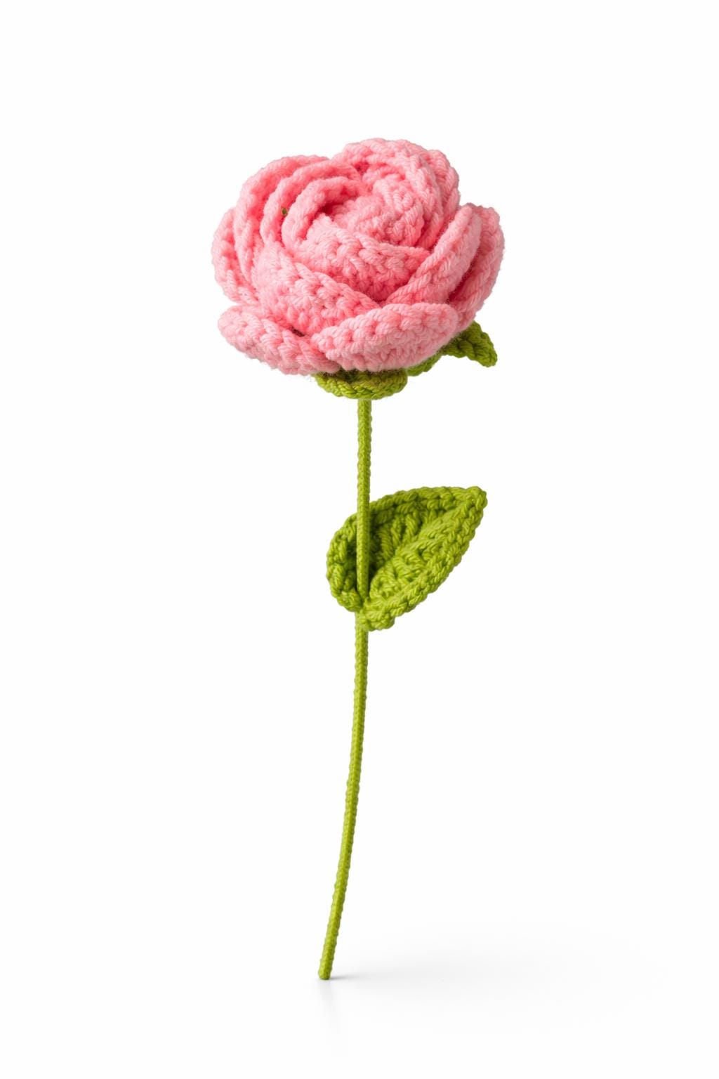 Handmade Crochet pink and white  Rose Stem | Forever Flower Gift, Valentine's Day, Anniversary